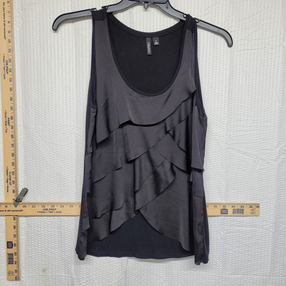 Relativity‎ Womens Black Tiered Ruffle Front Sleeveless Tank Top Size M
